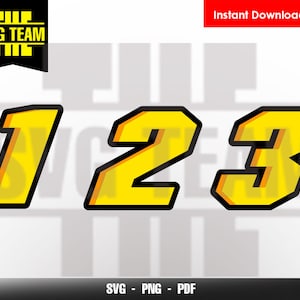 Racing Numbers - Motorcycle -Car Numbers 0 - 9 SVG - PNG - PDF File, t-shirt Svg, svg -Vector art Commercial & Personal Use- Cricut