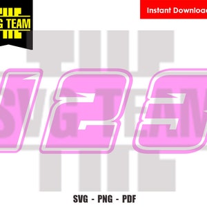Roze racenummers - motorfiets - autonummers - monster truck 0 - 9 SVG - PNG - PDF-bestand, t-shirt Svg, svg -Vector kunst - Cricut