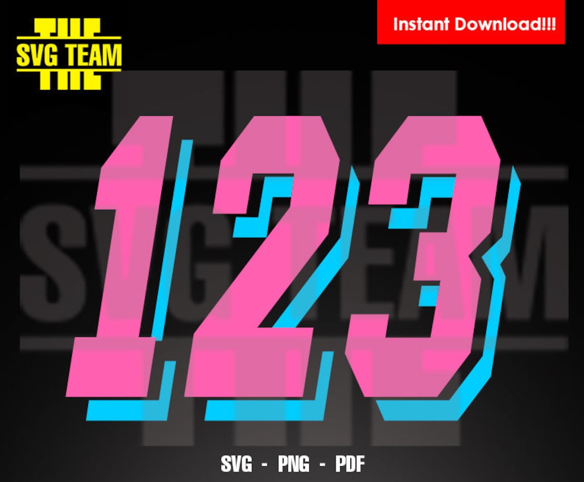 Miami Style Numbers Basketball Numbers 0 9 SVG PNG Pdf Etsy
