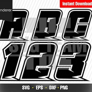 Racing Numbers and alphabet - Motorcycle - Car Numbers - monster truck 0 - 9 SVG - PNG - PDF File, t-shirt Svg, svg -Vector art - Cricut