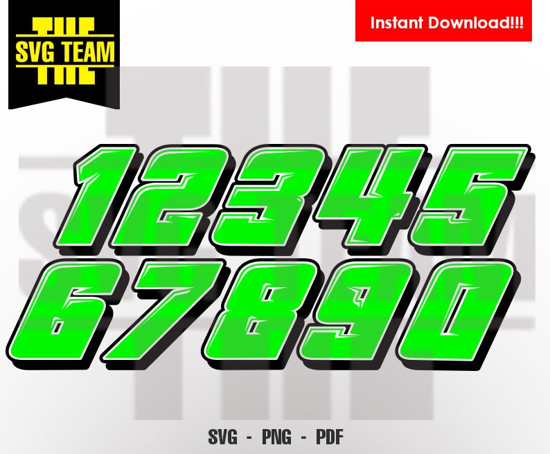 Racing Nascar Motorcycle Car Numbers 0 9 SVG PNG PDF | Etsy