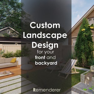 Projeto paisagístico personalizado para sua frente e quintal, design de quintal, quintal completo, design de quintal frontal, design de quintal lateral, renderização 3D,