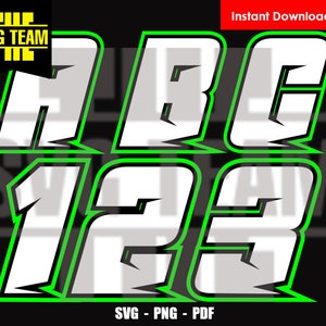 Racing Numbers and alphabet - Motorcycle - Car Numbers - monster truck 0 - 9 SVG - PNG - PDF File, t-shirt Svg, svg -Vector art - Cricut