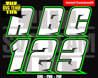 Racing Numbers and alphabet - Motorcycle - Car Numbers - monster truck 0 - 9 SVG - PNG - PDF File, t-shirt Svg, svg -Vector art - Cricut