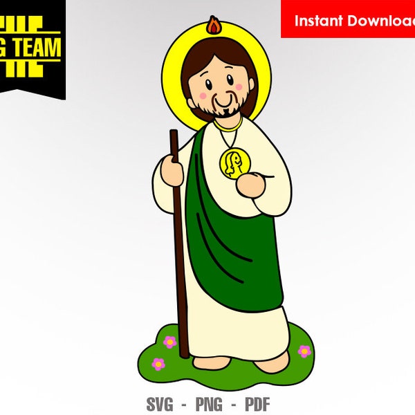 San Judas Tadeo cartoon art SVG - PNG - PDF File, t-shirt Svg, svg -Vector art Commercial & Personal Use- Cricut