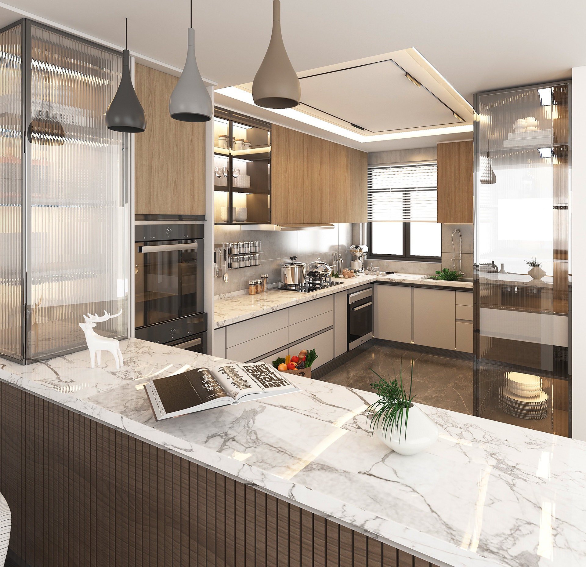 Custom Kitchen Design, Kitchen 3D, 3D Architectural Rendering, Interior ...