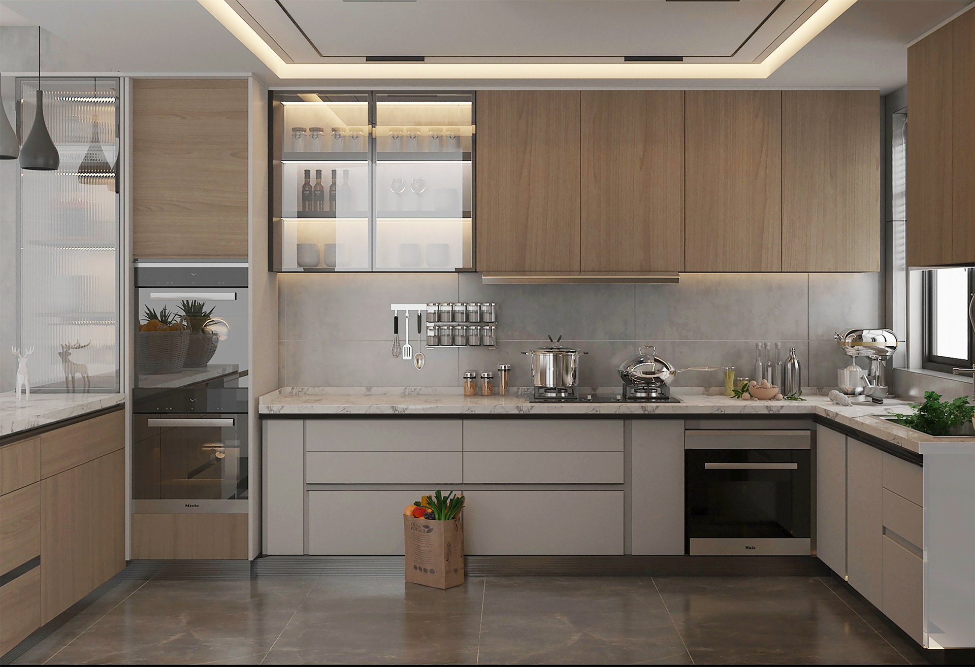 Custom Kitchen Design, Kitchen 3D, 3D Architectural Rendering, Interior ...