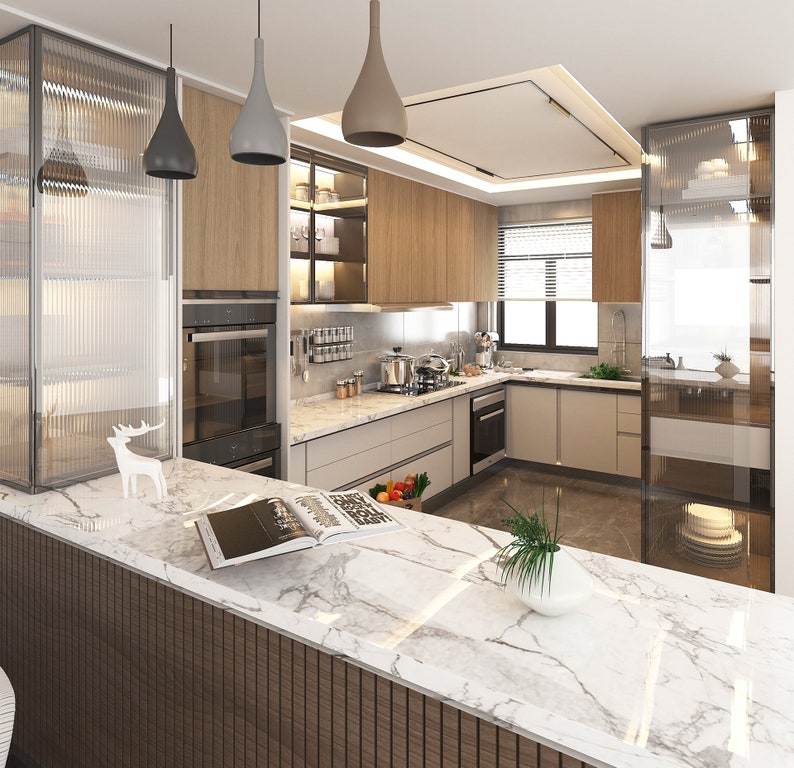Custom Kitchen Design, Kitchen 3D Rendering, 3D Architectural Rendering ...