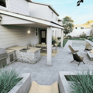 Backyard Design, Garden, Backyard, Terrace, 3d Realistic Rendering ...