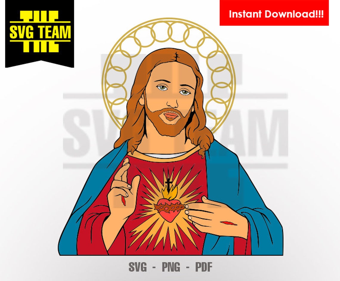 Sacred Heart of Jesus SVG PNG PDF - Etsy