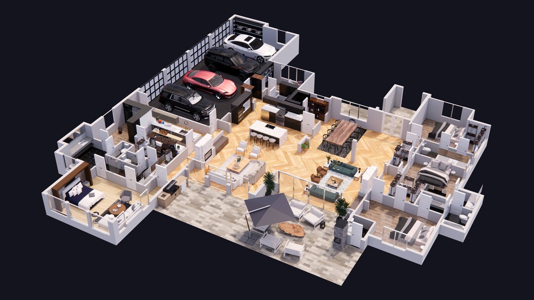 From 1000 to 2000 SF2 Exterior Rendering and 3D Floor Plan, 3D Site Map ...