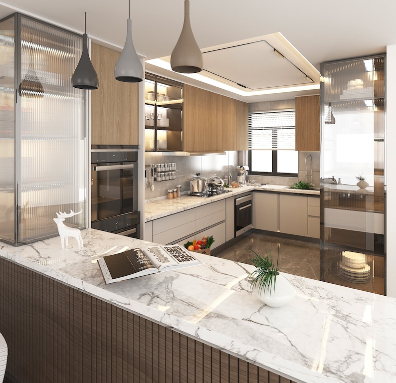Kitchen 3D Design, Custom Kitchen Design, Kitchen 3D Rendering, 3D ...