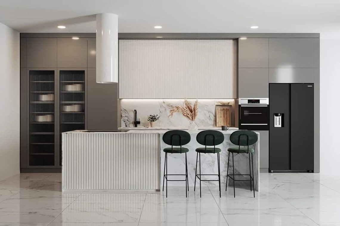 Modern Kitchen Design, 3D Architectural Rendering, Realistic ...