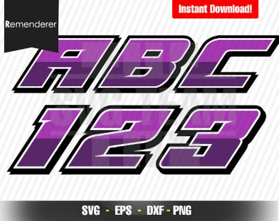 Purple - Black Racing Numbers and Alphabet - Motorcycle - Car