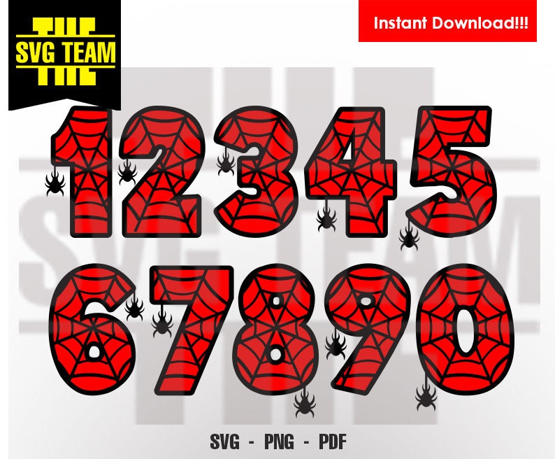 Spiderman style Numbers 0-9 Birthday Party SVG vector ...