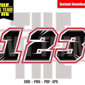 Racing Numbers - Motorcycle - Car Numbers - monster truck 0 - 9 SVG - PNG - PDF-bestand, t-shirt Svg, svg -Vector art - Cricut