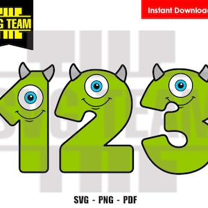 mostro 0 - 9 numeriSVG - PNG - File pdf, t-shirt Svg, svg -Arte vettoriale Uso personale e commerciale- Cricut