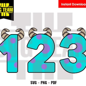 Monster Zahlen 0 - 9 SVG - PNG - PDF-Datei, T-Shirt SVG, SVG - Vektorkunst Kommerzielle und persönliche Nutzung - Cricut