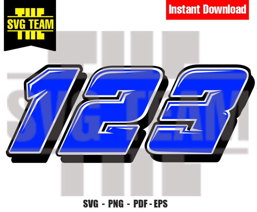 Blue Racing Motorcycle Numbers 0 9 SVG PNG PDF File, Tshirt Svg, Svg vector Art Commercial