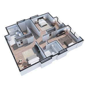 Von 250 bis 500 ft2 3D-Grundriss, 3D-Lageplan, 2D-Plan aus Papierzeichnung erstellen, Änderungen am 2D-Plan, 2D-Plan neu erstellen, 2D-Plan neu erstellen,