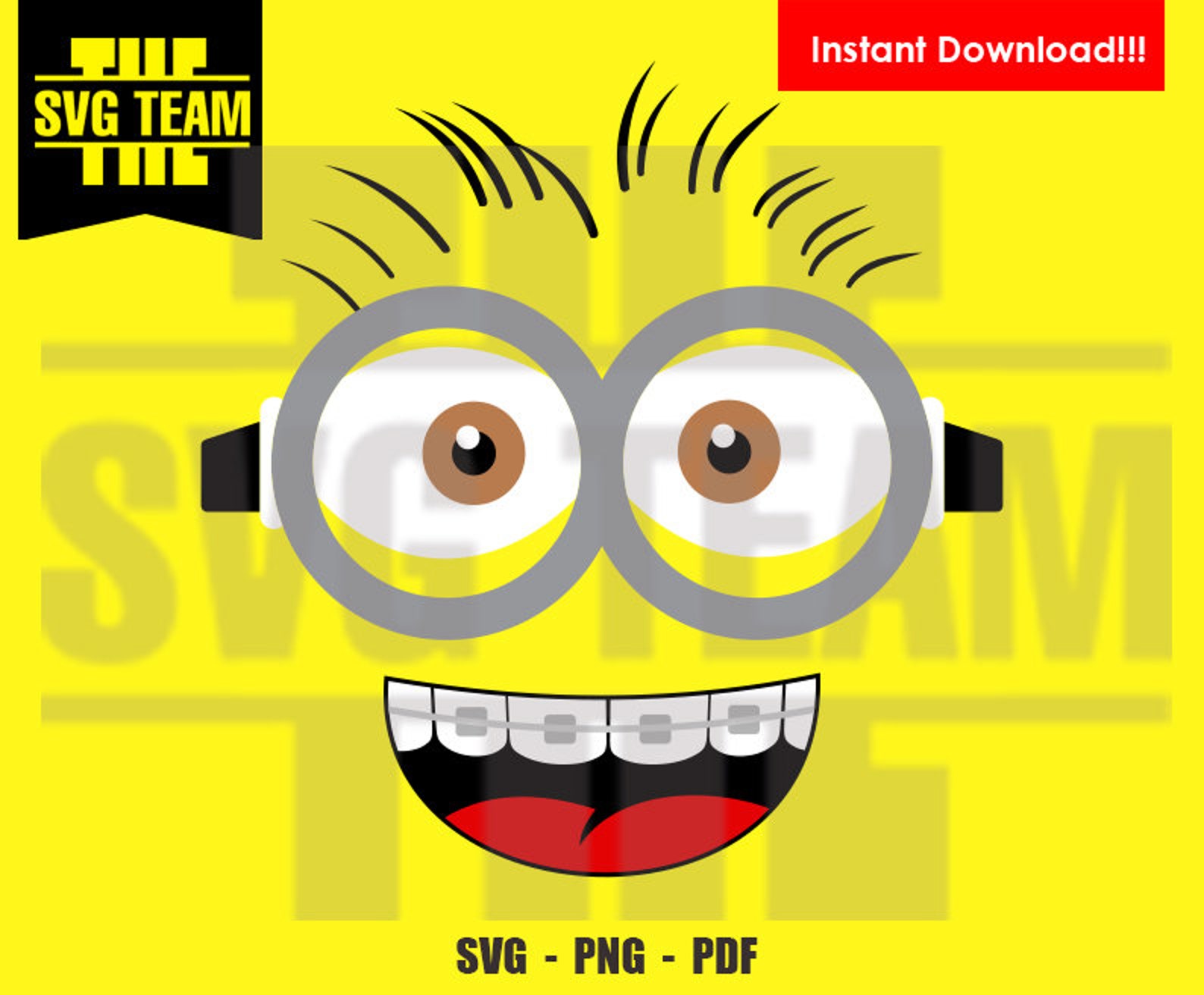 Minion face with braces SVG PNG PDF File tshirt Svg Etsy