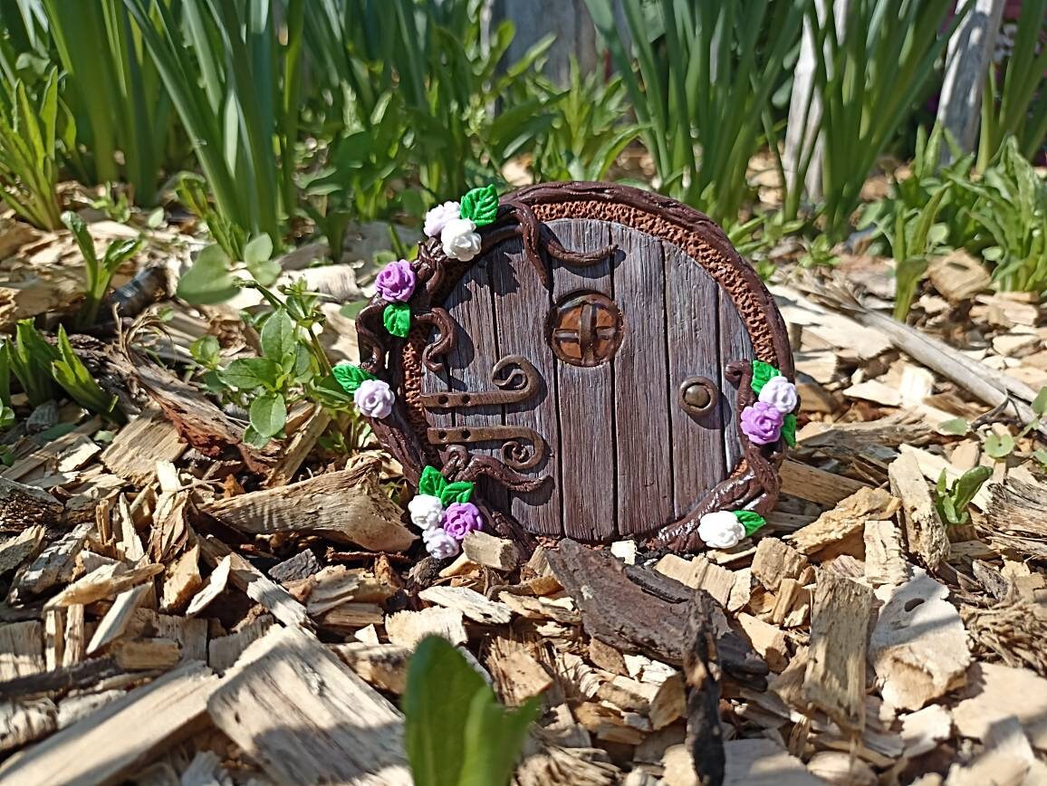 Porte de Fée Elindoë - Porte Bois Pour Arbre Décor Extérieur Jardin Fairy Door Garden