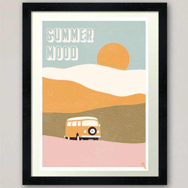 Affiche A3 "Summer Mood" - Illustration Décoration maison vintage