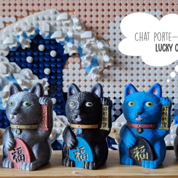 Figurine de chat porte-bonheur japonais - Statue de chat Maneki Neko fortune pour la prospérité et la bonne chance