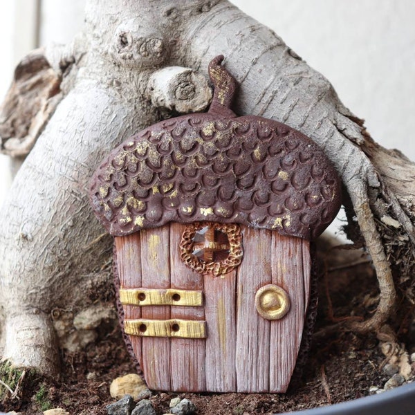 Porte de fée - Fairy door - Petite porte automnale - Décoration jardin fée des dents - Tooth fairy - Gland d'automne