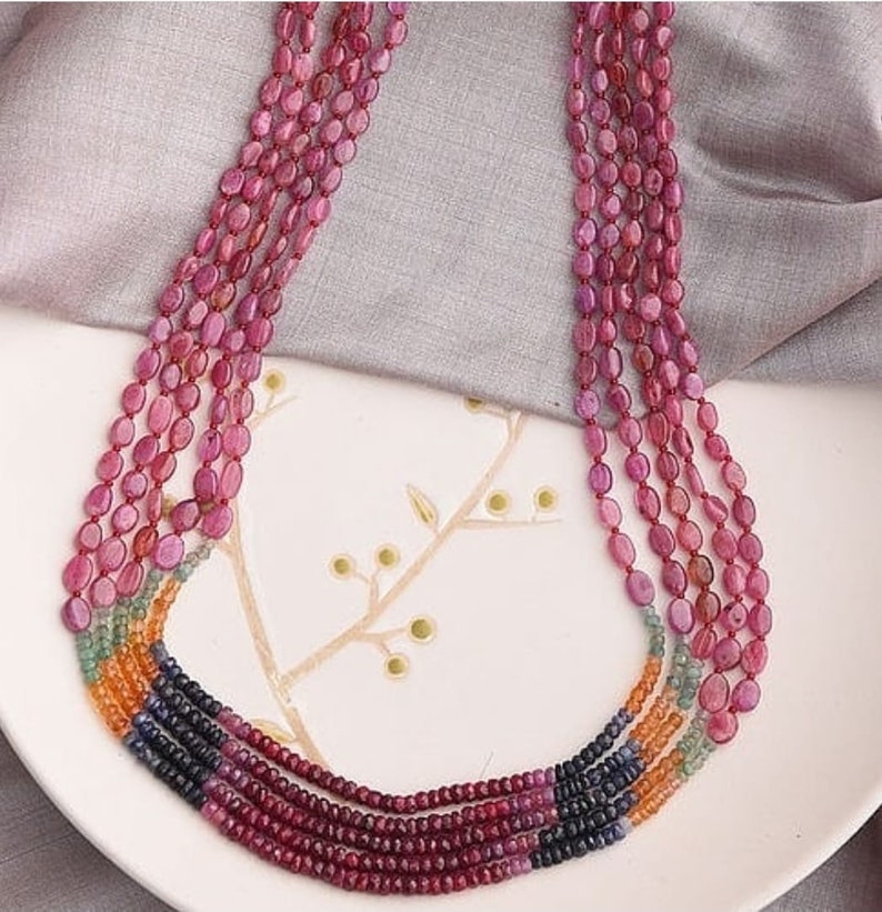Indian Glass Beads Multi Strand Necklace Statement Etsy