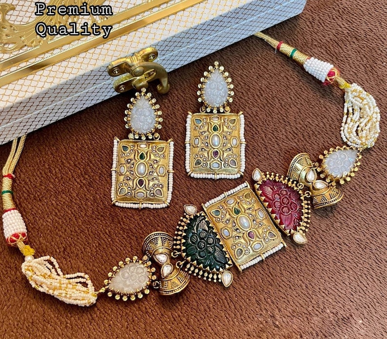 Gold Polish Choker, Rajasthani Choker Designs, Indian Jewelry