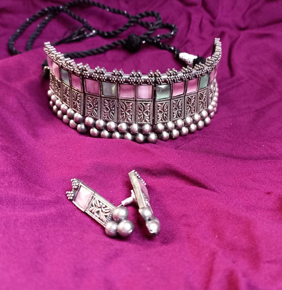 Ensemble Bijoux Traditionnel Dirndl - Collier Velours Et Boucles Edelweiss