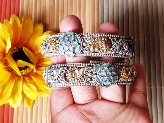 Dual Tone Tribal Bangles Antique Handcrafted Indian Banjara Openable Kada Tribe Jewelry Vintage SLA Bangle Boho Jewelry Gypsy Jewelry Etsy