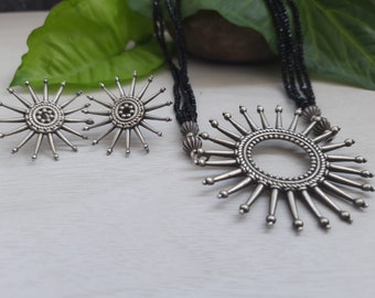 Oxidized German Silver Indian Necklace Set | Antique Jewelry