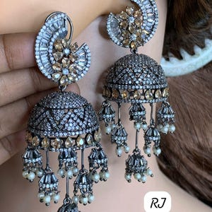 Victorian Diamond Jhumki/Indian Jhumka /Small Jhumka/CZ Jhumka/Indian Jewelry/Pakistani Jewelry/American Diamond Jhumka/Celebrity Earring