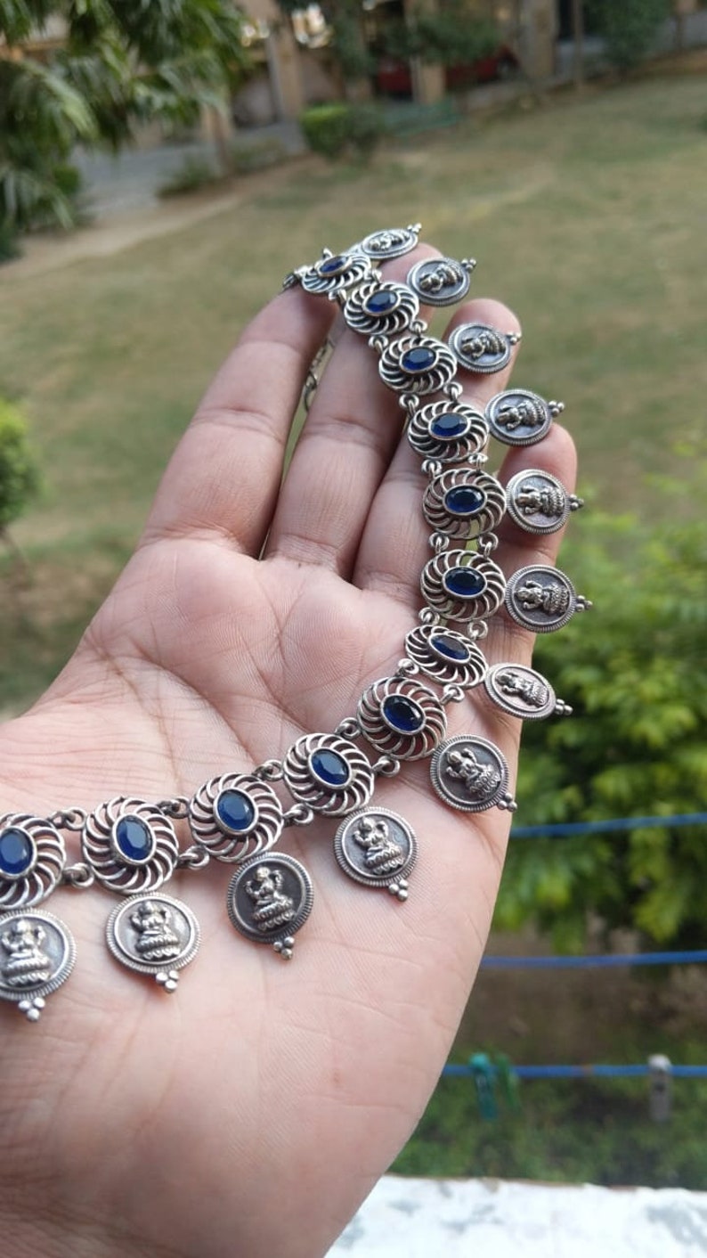 Brass Necklace,High Quality Oxidized German Silver,Vintage Coin Necklace,Gypsy Choker Coin Necklace,Indian Temple Jewelry,Real Kemp Stone