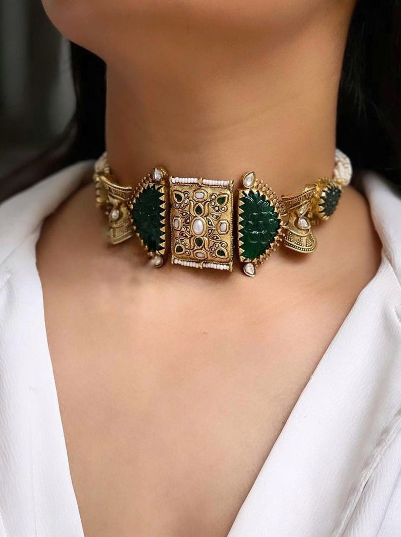 Gold Polish Choker, Rajasthani Choker Designs, Indian Jewelry