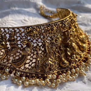 Indian Temple Necklace set/ Indian Women Jewelry/Gold Plated Fashion Jewelry/Designer Wedding Wear Bridal Set/ Gold polish Necklace Set