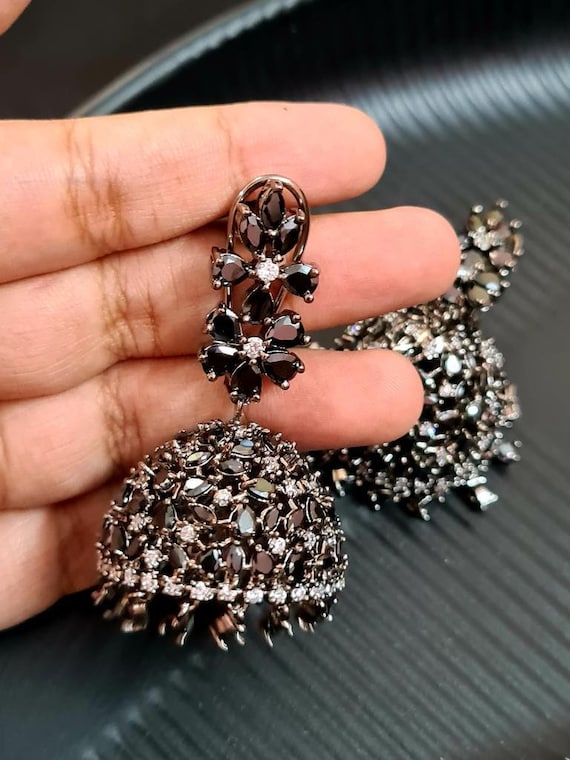 The Ara Silver Jhumkas - buy latest Diamond Jhumka designs online at best  price — KO Jewellery