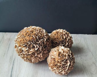 Buchseiten Dekorative Kugeln - 3er Set Kugeln aus Recyclingpapier, rustikale Schüsselfüller