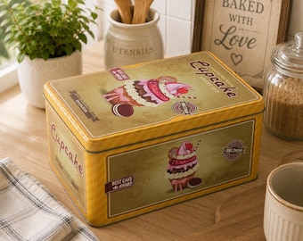 Metalen koekjesblik, cupcake-ontwerp