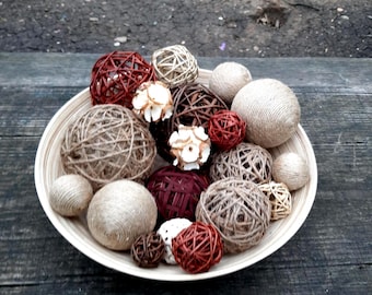 Set of 18 Decorative Balls - Handmade Bowl Fillers & Vase Accents