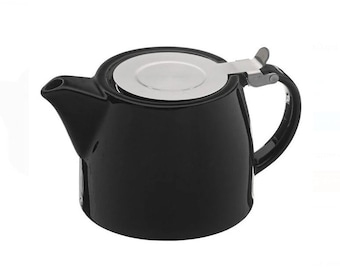 Teiera in porcellana nera con infusore – Regalo moderno per gli amanti del tè