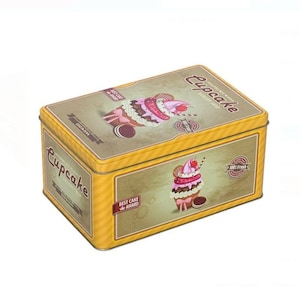Metal Cupcake Tin Box With Lid, Vintage Style Cookie Tin Box, Kitchen Decor