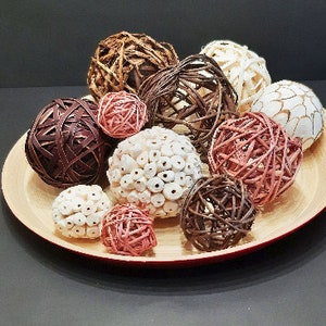 Decorative Balls, 12 pcs Decorative Balls For Bowls, Farmhouse Bawl Filler, Rustic Décor, Country Wedding Décor