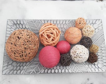 Set of 12 Decorative Balls - Rustic Bowl Fillers & Vase Orbs for Shabby Chic Decor