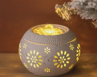 Water Fountain LED Tabletop – Flower Design, Stress Relief Zen Decor