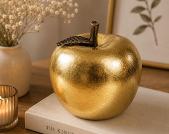 Dekoracja Golden Apple, akcent z czarnych liści, centralny element stołu z żywicy poliestrowej