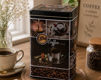 Coffee Storage Container - Tin Box with Lid, Coffee Lover Gift, Kitchen Organizer