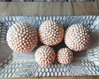 Peach & Silver Styrofoam Decorative Balls